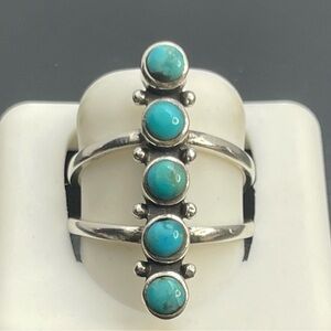 Genuine turquoise size 7 and 8 option sterling silver 925 large ring